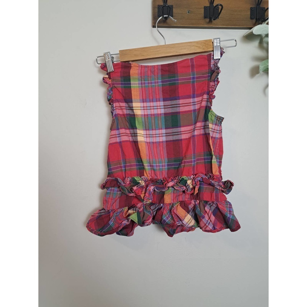 Ralph Lauren Girls Plaid Multicolor Ruffle Dress Sz 6 X